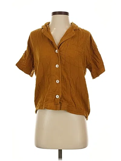 Pre-owned Madewell Short Sleeve Blouse In Brown