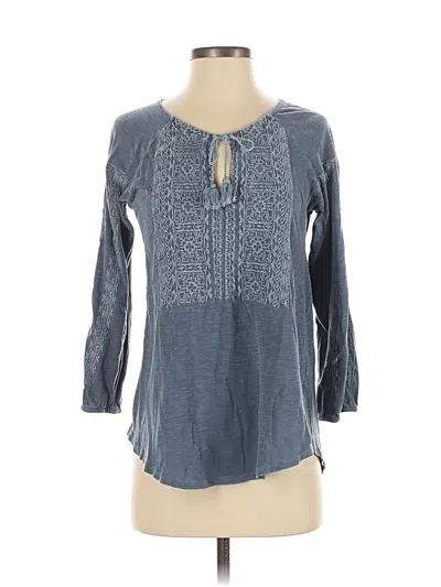 Pre-owned Lucky Brand Long Sleeve Blouse In Blue