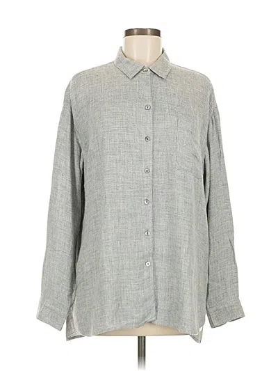 Pre-owned Jjill Long Sleeve Button Down Shirt In Gray
