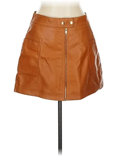Pre-owned Free People Faux Leather Skirt In Brown