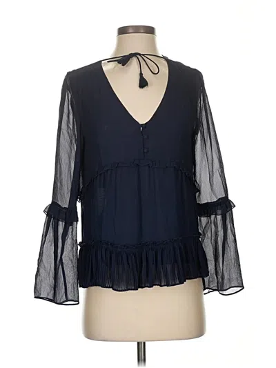 Pre-owned Ecru 3/4 Sleeve Blouse In Blue