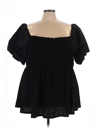 Pre-owned Torrid Short Sleeve Top Black Off The Shoulder Neckline Tops