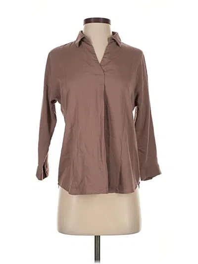 Pre-owned Uniqlo 3/4 Sleeve Button Down Shirt In Brown