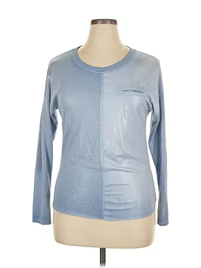 Pre-owned Gigi Moda Long Sleeve Top Blue Crew Neck Tops