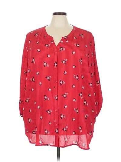 Pre-owned Catherines Long Sleeve Blouse In Red