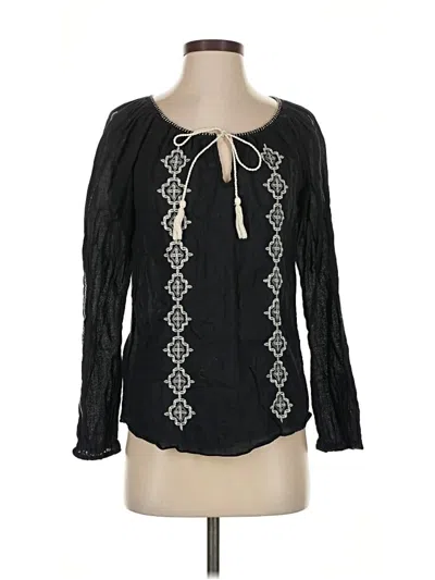 Pre-owned Lucky Brand Long Sleeve Blouse In Black