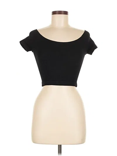 Pre-owned By Together Short Sleeve Top Black Sweetheart Neckline Tops