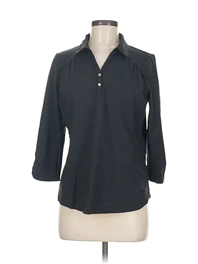 Pre-owned Zenergy By Chico's 3/4 Sleeve Button Down Shirt In Black