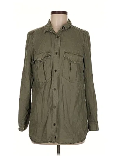 Pre-owned &denim By H&m Long Sleeve Button Down Shirt In Green