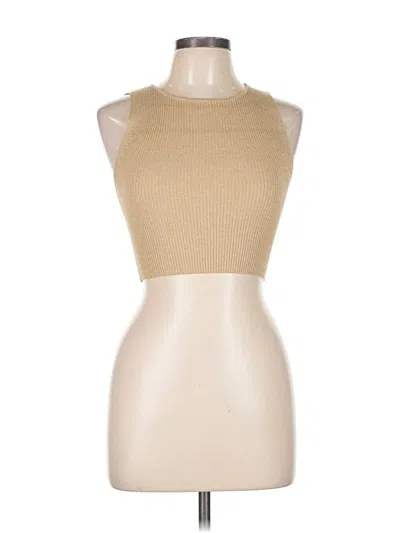 Pre-owned Zara Tank Top Tan Halter Neckline Tops In Brown