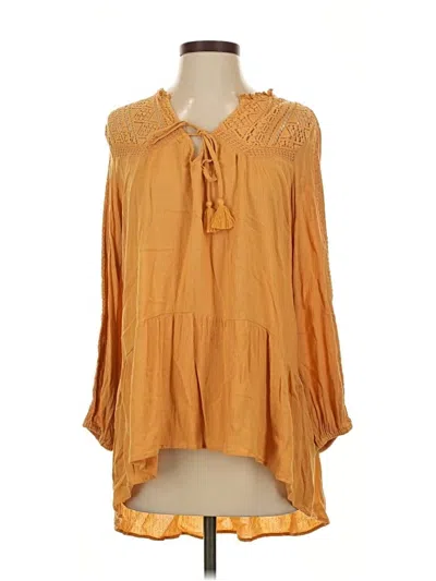 American Eagle Outfitters Long Sleeve Blouse In Orange