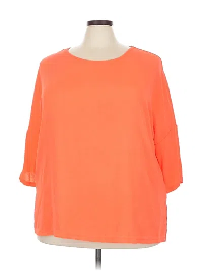 Pre-owned Unbranded 3/4 Sleeve Top Orange Boatneck Tops