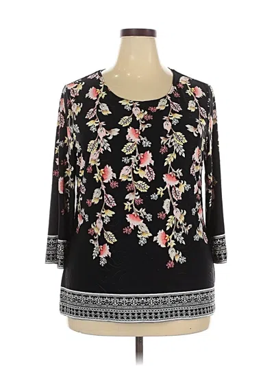 Pre-owned Jm Collection 3/4 Sleeve Blouse In Black