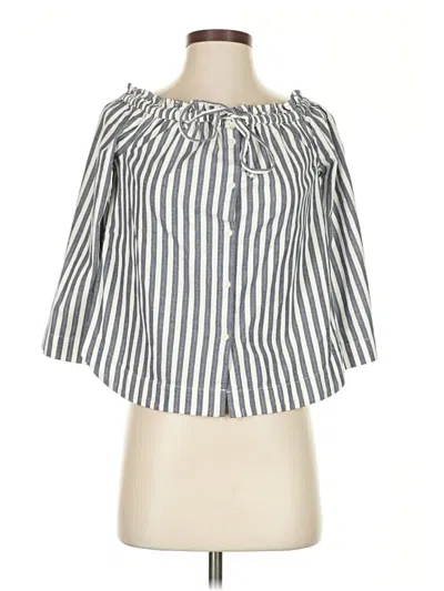 Pre-owned Madewell Short Sleeve Blouse In Gray