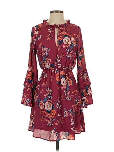 Pre-owned Pink Lily Casual Dress In Burgundy
