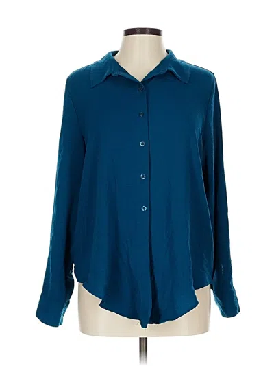 Pre-owned Simply Vera Vera Wang Long Sleeve Blouse In Blue