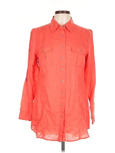 Pre-owned Chico's Long Sleeve Button Down Shirt In Orange