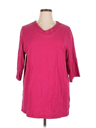 Pre-owned Catherines 3/4 Sleeve Top Pink Keyhole Neckline Tops