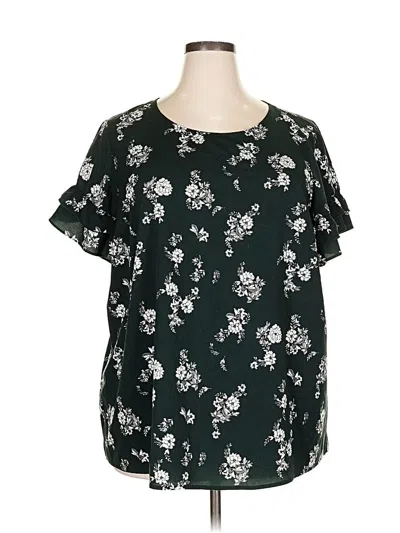 Pre-owned Lane Bryant Short Sleeve Blouse In Green