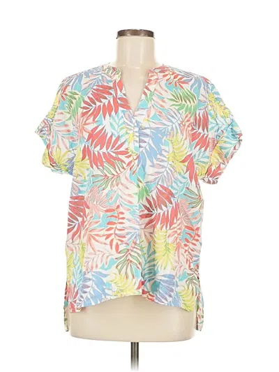 Pre-owned St. John's Bay Short Sleeve Blouse In White