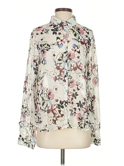 Pre-owned About A Girl Long Sleeve Blouse In White