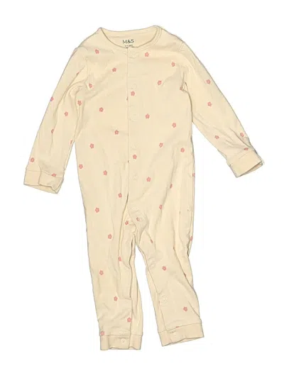 Pre-owned M&s Babies' Long Sleeve Onesie In White