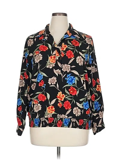 Pre-owned Alfred Dunner 3/4 Sleeve Blouse In Black