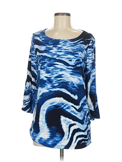 Pre-owned Chico's 3/4 Sleeve T-shirt In Blue