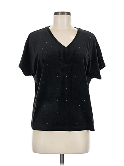 Pre-owned Ann Taylor Loft Short Sleeve Blouse In Black