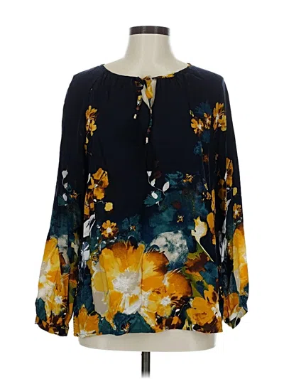 Pre-owned Chico's Long Sleeve Blouse In Blue