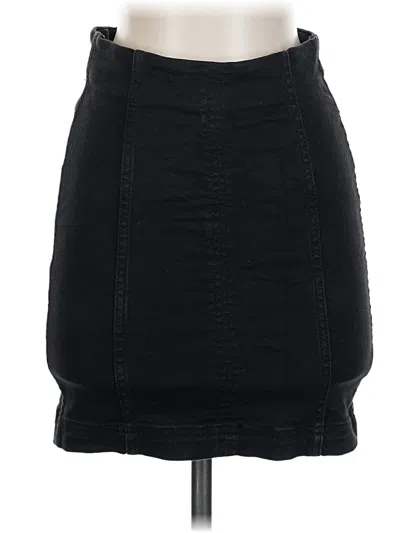 Pre-owned Free People Denim Skirt In Black