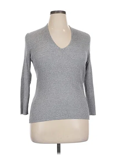 Pre-owned Inc International Concepts 3/4 Sleeve Top Gray V Neck Tops