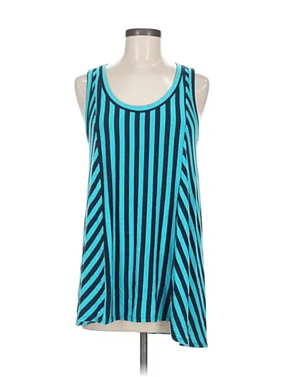 Pre-owned Comfy Usa Tank Top Blue Halter Neckline Tops