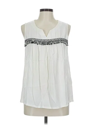 Pre-owned Color Block Sleeveless Blouse In White