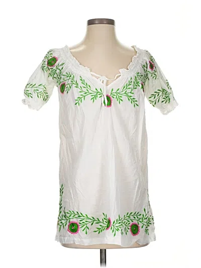 Pre-owned Gretchen Scott Designs Short Sleeve Blouse In White