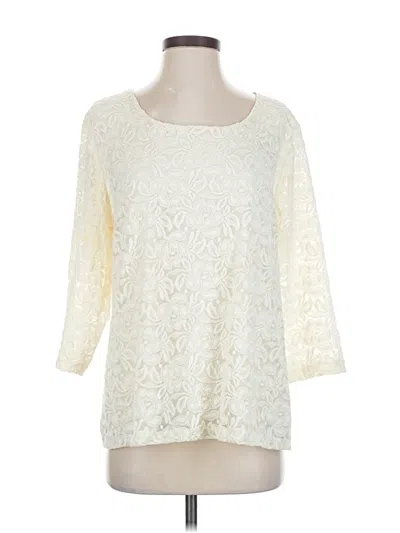 Pre-owned Christopher & Banks 3/4 Sleeve Top Ivory Boatneck Tops In White