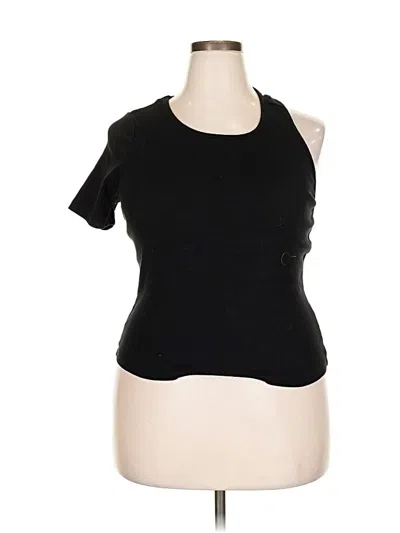 Pre-owned Good American Short Sleeve Top Black One Shoulder Neckline Tops