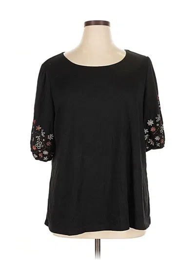 Pre-owned Bloomchic Short Sleeve Top Black Scoop Neck Tops