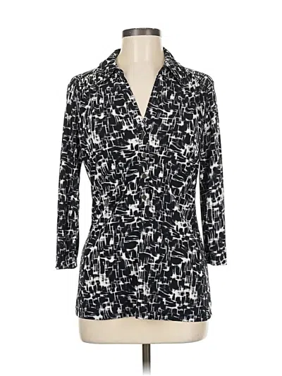Pre-owned Alfani 3/4 Sleeve Button Down Shirt In Black
