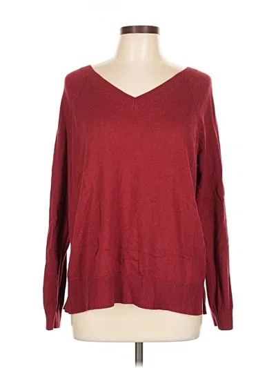 Pre-owned Lucky Brand Pullover Sweater In Burgundy