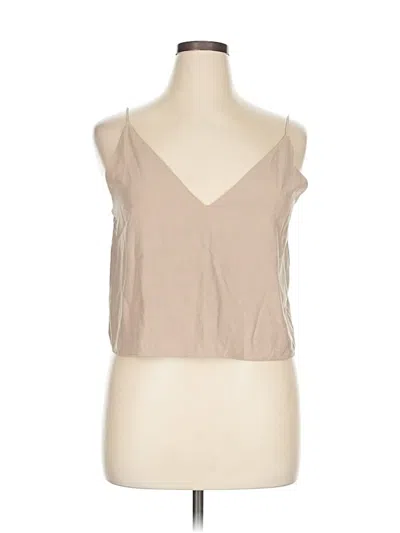 Pre-owned Everlane Sleeveless Silk Top Tan Plunge Neckline Tops In Brown