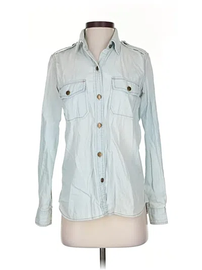 Pre-owned Current Elliott Long Sleeve Button Down Shirt In Blue