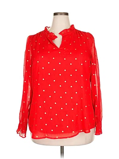 Pre-owned Kim Rogers Long Sleeve Blouse In Red