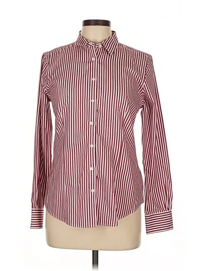 Pre-owned Brooks Brothers 346 Long Sleeve Blouse In Burgundy