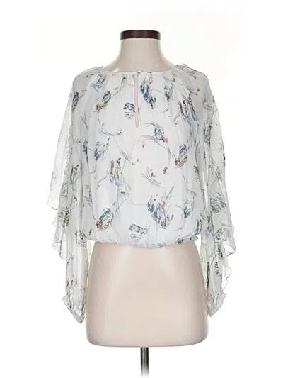 Pre-owned Joie 3/4 Sleeve Silk Top White Cold Shoulder Neckline Tops