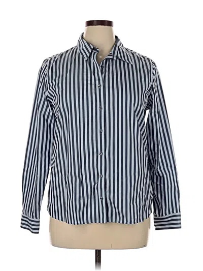 Pre-owned Lands' End Long Sleeve Button Down Shirt In Blue