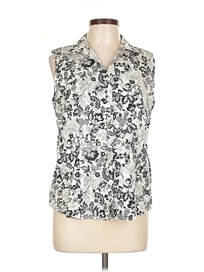 Pre-owned Charter Club Sleeveless Button Down Shirt In Black