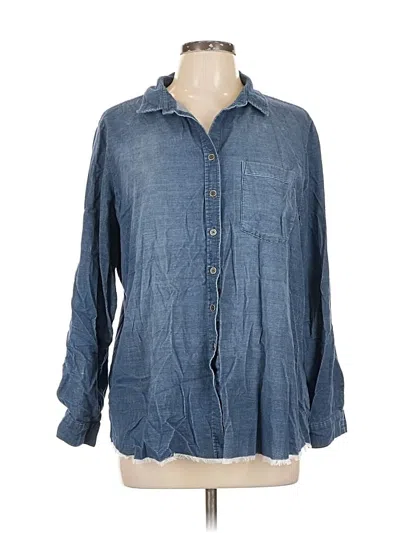 Pre-owned Side Stitch Long Sleeve Button Down Shirt In Blue