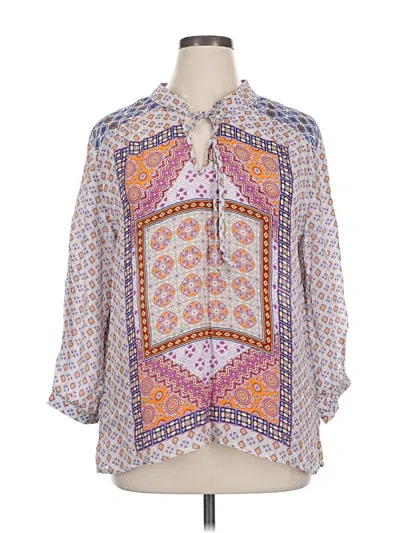 Pre-owned Feathers By Tolani 3/4 Sleeve Blouse In Brown