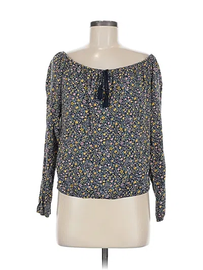 Pre-owned Hollister Long Sleeve Blouse In Blue